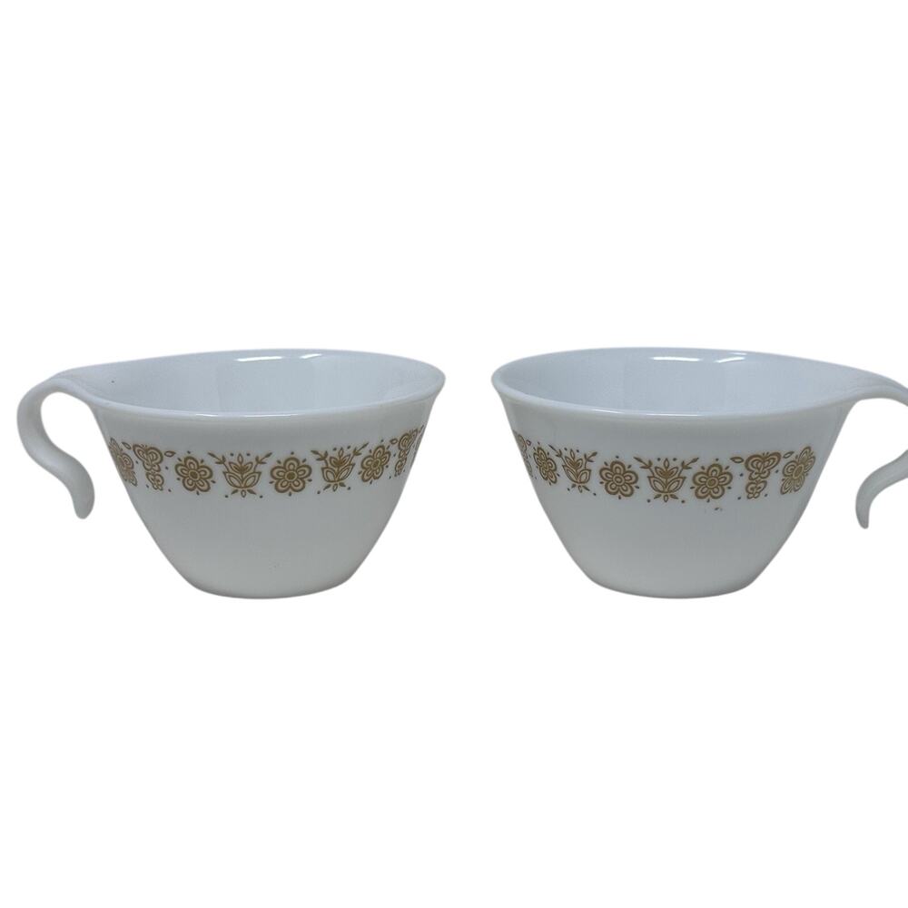 Two Vintage Corelle Butterfly Gold Tea Coffee Cups